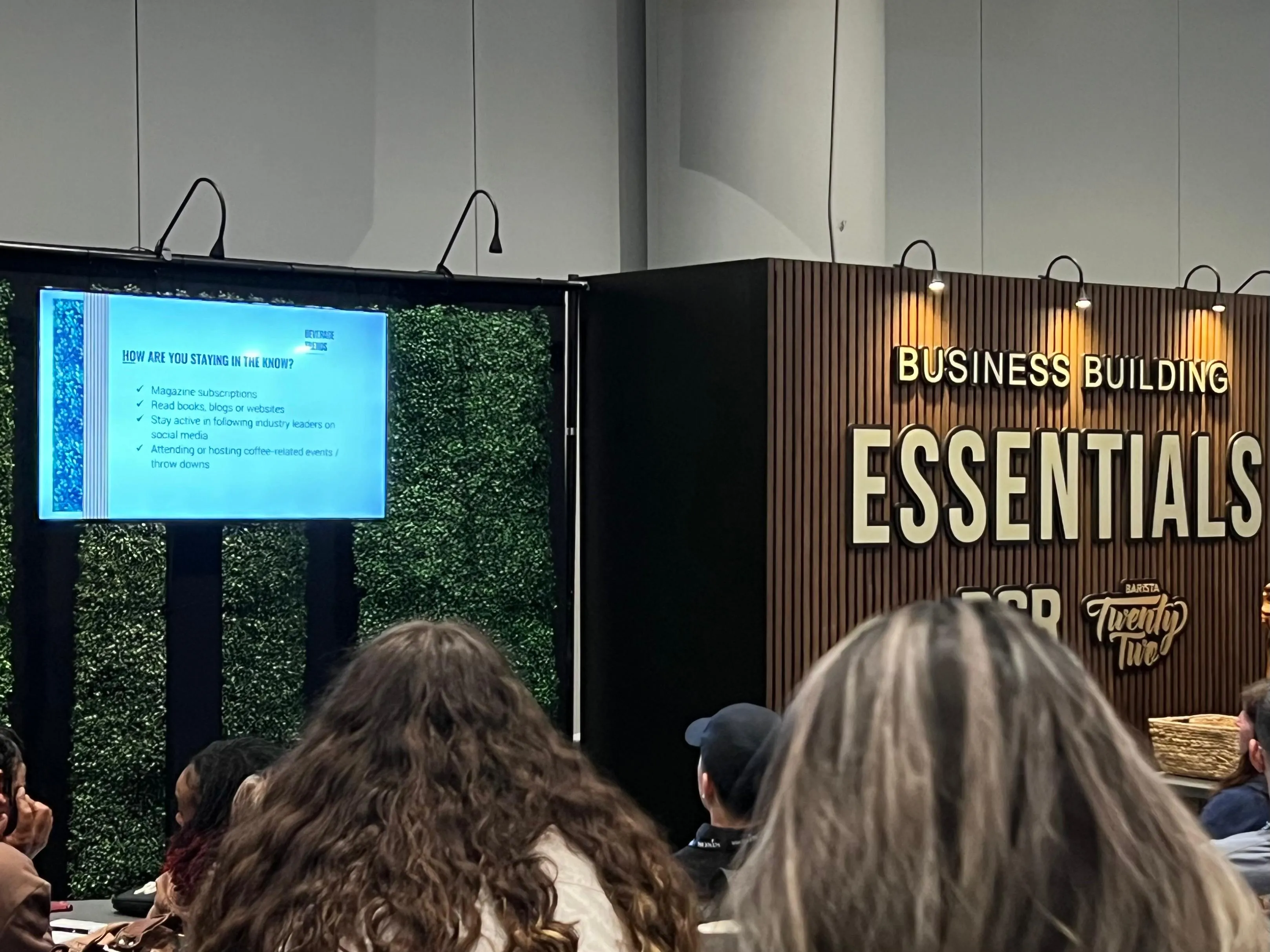 Audience at a Coffee Fest seminar on the Business Building Essentials stage